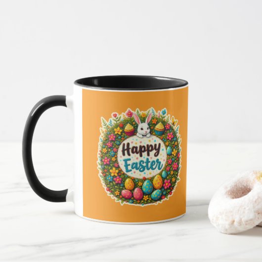 Happy Easter – Floral Spring Wreath caneca Tasse (Mit Donut)