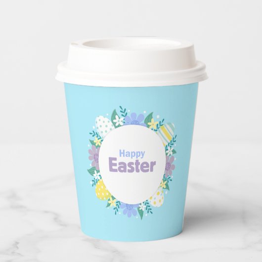 Happy Easter Flowers and Eggs  Pappbecher (Rückseite)