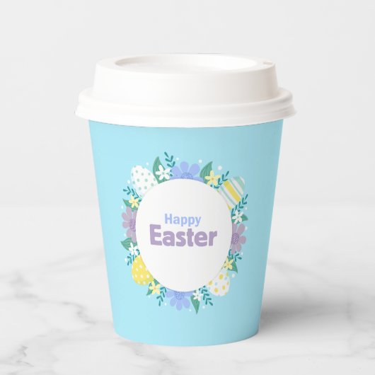 Happy Easter Flowers and Eggs  Pappbecher (Vorderseite)