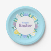 Happy Easter Flowers and Eggs  Pappteller (Vorderseite)