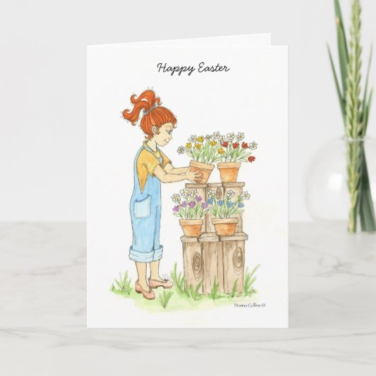 Happy Easter Flowers card Feiertagskarte (Vorderseite)