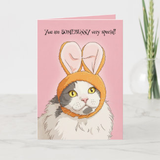 Happy Easter For Anyone Cute Cat in Bunny Ears Feiertagskarte