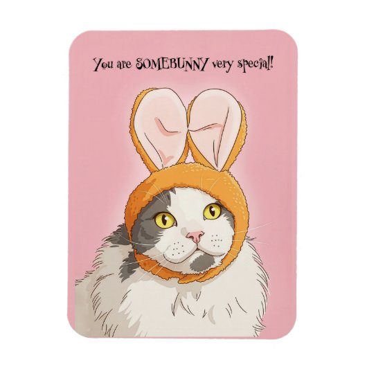 Happy Easter For Anyone Cute Cat in Bunny Ears Magnet (Vertikal)