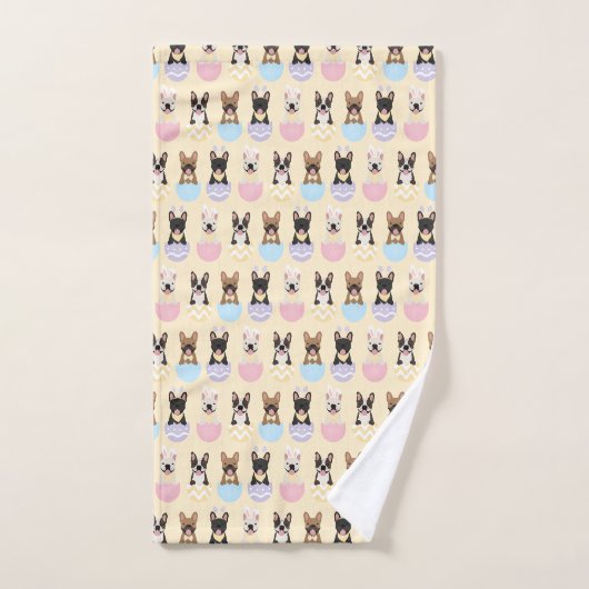 Happy Easter French Bulldog Pattern Badhandtuch Set (Handtuch)