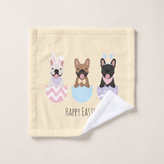 Happy Easter French Bulldog Pattern Badhandtuch Set (Waschlappen)