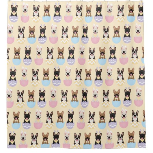 Happy Easter French Bulldog Pattern Duschvorhang (Vorderseite)