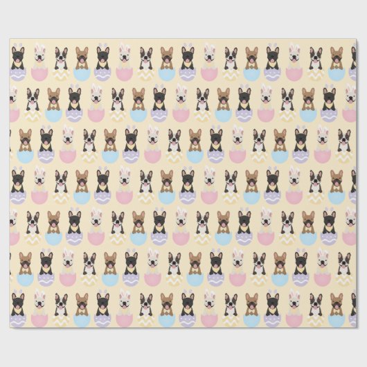 Happy Easter French Bulldog Pattern Geschenkpapier (Flach)
