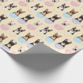 Happy Easter French Bulldog Pattern Geschenkpapier (Ecke)