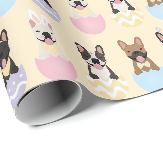 Happy Easter French Bulldog Pattern Geschenkpapier (Rolleneckpunkt)