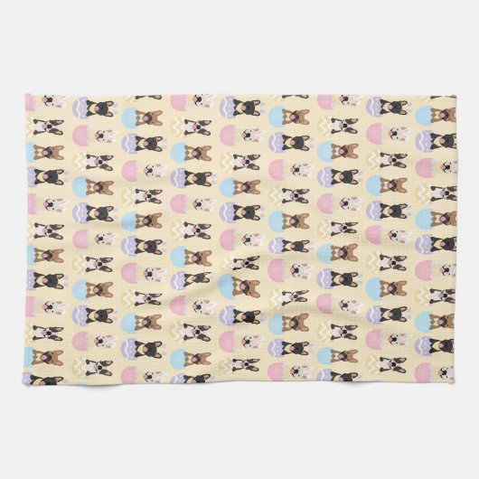 Happy Easter French Bulldog Pattern Geschirrtuch (Horizontal)