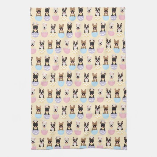 Happy Easter French Bulldog Pattern Geschirrtuch (Vertikal)