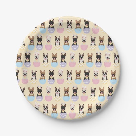 Happy Easter French Bulldog Pattern Pappteller (Vorderseite)