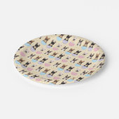 Happy Easter French Bulldog Pattern Pappteller (Schrägansicht)