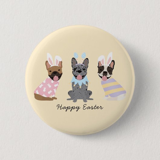 Happy Easter French Bulldogs Button (Vorderseite)