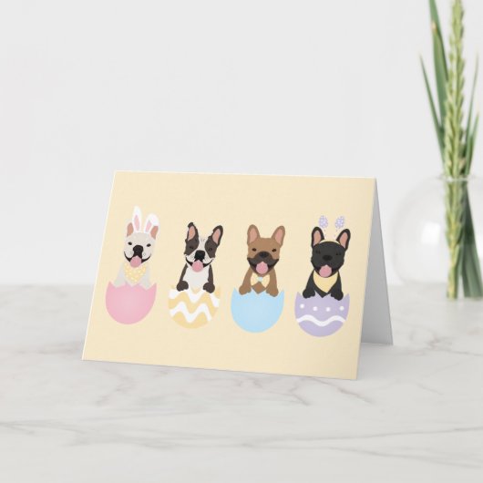 Happy Easter French Bulldogs Feiertagskarte (Vorderseite)