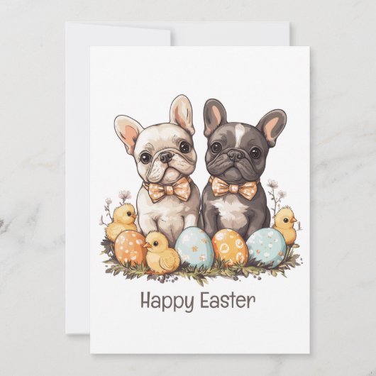 Happy Easter French Bulldogs Feiertagskarte (Vorderseite)