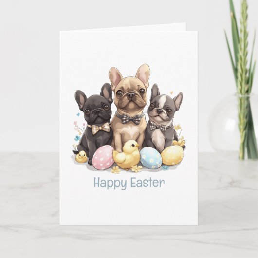 Happy Easter French Bulldogs Feiertagskarte (Vorderseite)