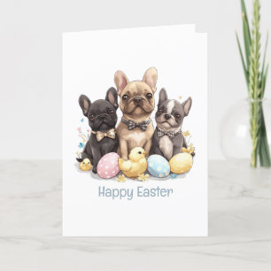 Happy Easter French Bulldogs Feiertagskarte