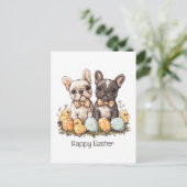 Happy Easter French Bulldogs Feiertagspostkarte (Stehend Vorderseite)
