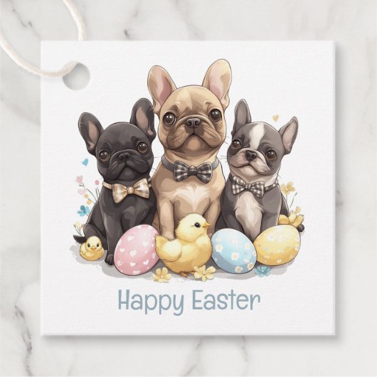Happy Easter French Bulldogs Geschenkanhänger (Vorderseite)