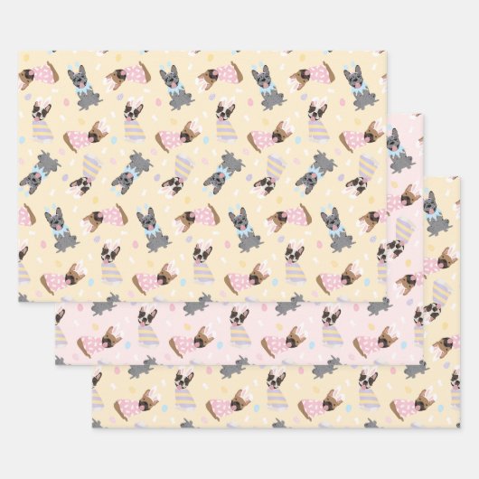 Happy Easter French Bulldogs Geschenkpapier Set (Set)