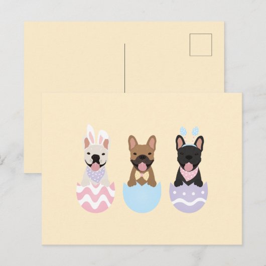 Happy Easter French Bulldogs Postkarte (Vorne/Hinten)