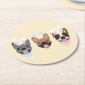 Happy Easter French Bulldogs Runder Pappuntersetzer (Angewinkelt)
