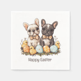 Happy Easter French Bulldogs Serviette