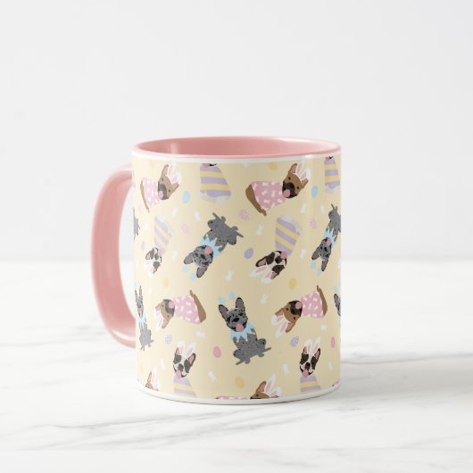 Happy Easter French Bulldogs Tasse (Vorderseite Links)