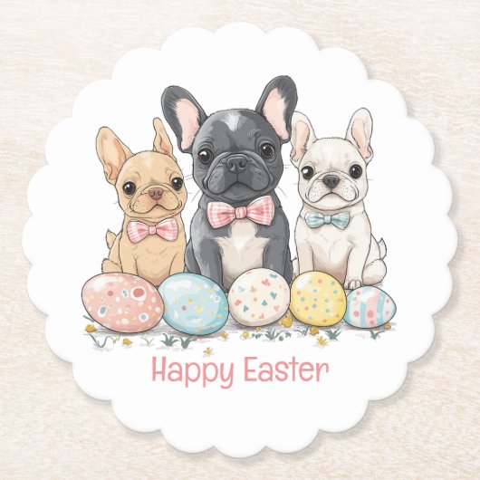 Happy Easter French Bulldogs Untersetzer (Vorderseite)