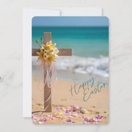 Happy Easter from Florida Cross & Lilies on Beach Feiertagskarte