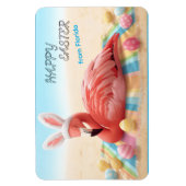Happy Easter from Florida Flamingo Bunny on Beach Magnet (Vertikal)