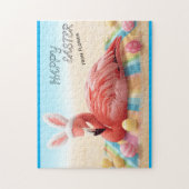 Happy Easter from Florida Flamingo Bunny on Beach  Puzzle (Vertikal)