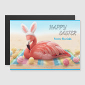 Happy Easter from Florida Flamingo Magnetic Card Magnetkarte (Vorne/Hinten)