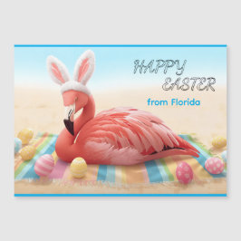 Happy Easter from Florida Flamingo Magnetic Card Magnetkarte