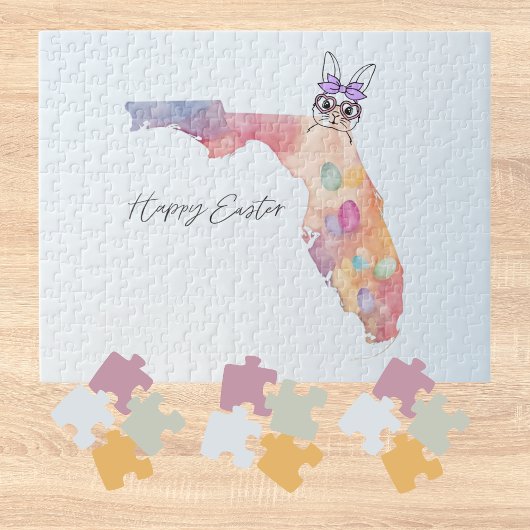 Happy Easter from Florida Pastel Eggs and Bunny Puzzle