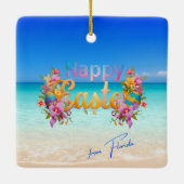 Happy Easter from Florida Tropical Beach Keramikornament (Rückseite)