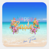Happy Easter from Florida Tropical Beach Quadratischer Aufkleber (Vorderseite)