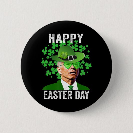 Happy Easter Funny Joe Biden Heart Gles St Patrick Button (Vorderseite)