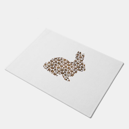 Happy Easter Geschenk Leopard Print Pattern Bunny Fußmatte (Schrägansicht)