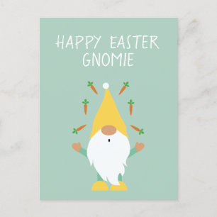 Happy Easter Gnomie Juggling Carrots Postkarte
