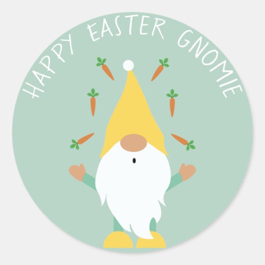 Happy Easter Gnomie Juggling Carrots Runder Aufkleber (Vorderseite)