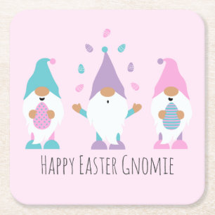 Happy Easter Gnomie Juggling Ostereier Rechteckiger Pappuntersetzer