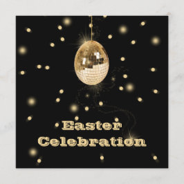 Happy Easter Gold Disco Ball Einladung