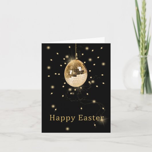Happy Easter Gold Disco Ball Feiertagskarte (Vorderseite)