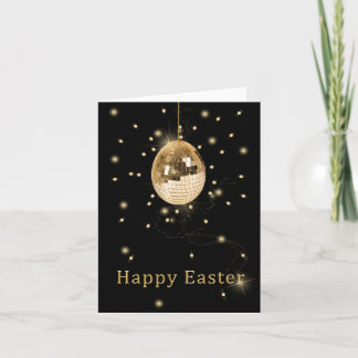 Happy Easter Gold Disco Ball Feiertagskarte