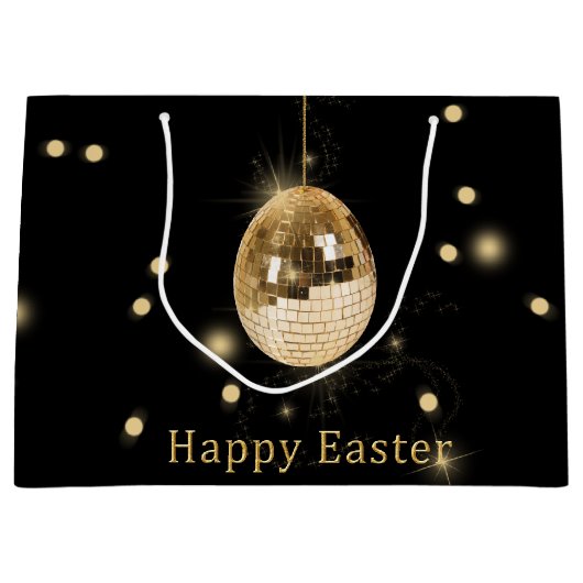 Happy Easter Gold Disco Ball Große Geschenktüte (Vorderseite)