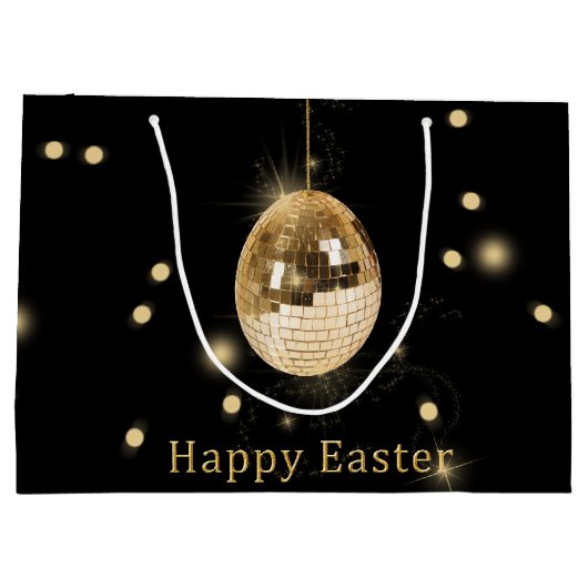 Happy Easter Gold Disco Ball Große Geschenktüte (Rückseite)