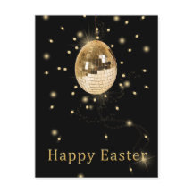 Happy Easter Gold Disco Ball Holiday Postkarte