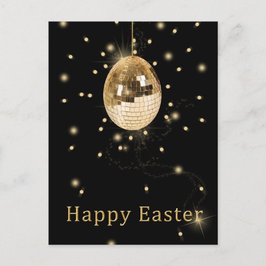 Happy Easter Gold Disco Ball Holiday Postkarte (Vorderseite)